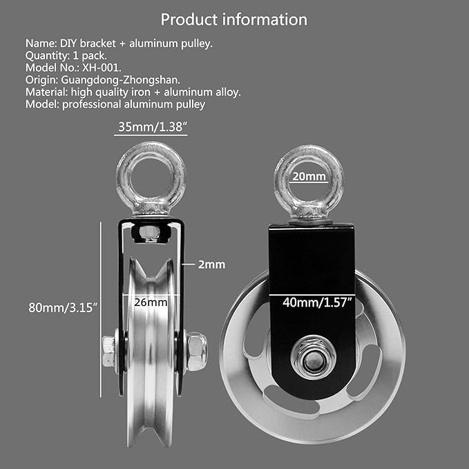 Bracket Aluminium Pulley Carrying Fitness Pulley Roller Wheel for Gym Equipment Home Accessories Gym Wheel