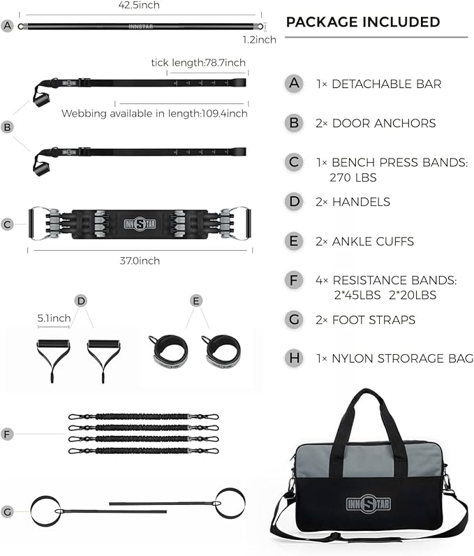 INNSTAR Resistance Bands Accessories Exercise Bands Attachment，Fitness Handles, Workout Bar for Home Gym Workout Full Body Workout