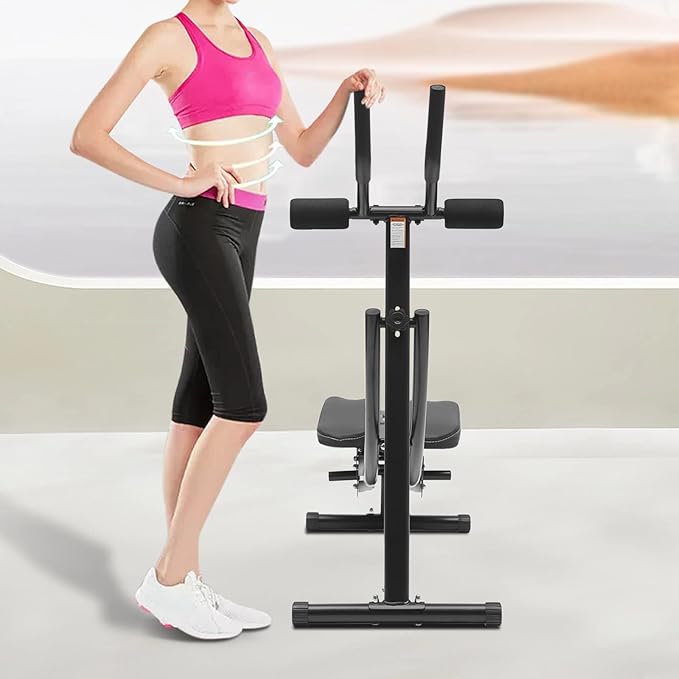 Ab Trainer Abdominal Workout Machine Waist Cruncher Core Toner, Height Adjustable Abdominal Whole with LCD Monitor, Body Workout Machine for Home, Companies, Gyms