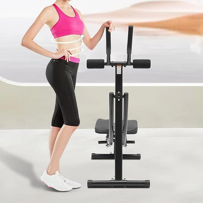 Ab Trainer Abdominal Workout Machine Waist Cruncher Core Toner, Height Adjustable Abdominal Whole with LCD Monitor, Body Workout Machine for Home, Companies, Gyms
