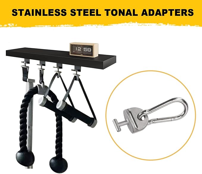 4-Pcs T-Lock Adapter W/Snap Hooks for Tonal Accessories, Tonal Accessory Shelf and Tonal Gym Machine (Only T-Lock Adapter W/Snap Hooks)