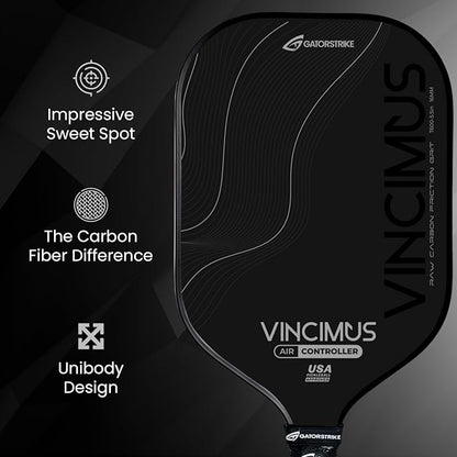 Vincimus Air Controller T600 Pickleball Paddle, T600 Carbon Fiber Pickleball Paddle with Enhance PP Honeycomb 16mm Core, 8.1oz with GatorGrit Face