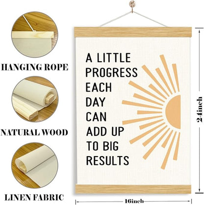 YGSDZY A Little Progress Each Day Can Add Up To Big Results, Therapy Office Decor, Wood Poster Hanger, Mental Health Poster, Mental Health Posters, Motivational Office Decor, School Counselor
