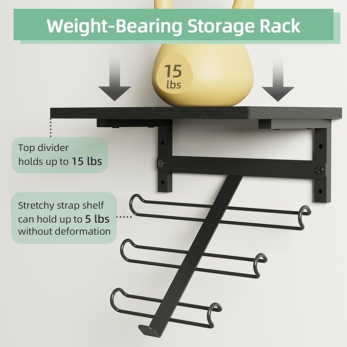 TJ.MOREE Resistance Rack Band Storage Hanger with Shelf Gym Equipment Organizer, Storage Rack for Home Gym