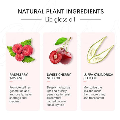 2PCS Hydrating Lip Glow Oil, Lip Oil Gloss Transparent Toot Tinted Nourishing Long Lasting Repairing Lightening Lip Lines (CLEAR) 0.2 OZ