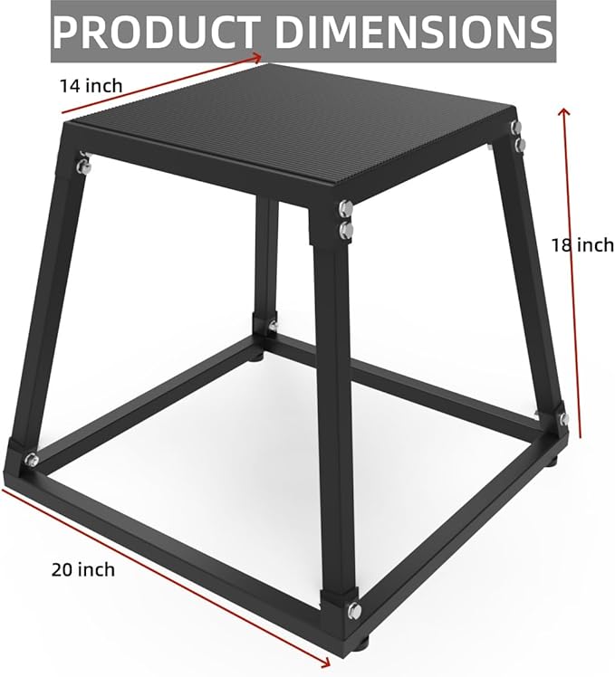Metal Plyometric Jumping Box,12/18/24/30 Inch Steel Plyo Box Set for Fitness Exercise Home Gym,Single/Set