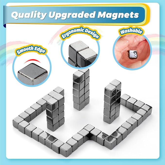 Fidget Balls Magnet Toy for Adults, Square Black Magnetic Stones, Magnet Hand Roller, Magnetic Rocks for Office, Cool Magnetic Gadget Sciencce Kit, Age 15+ (28PCS)