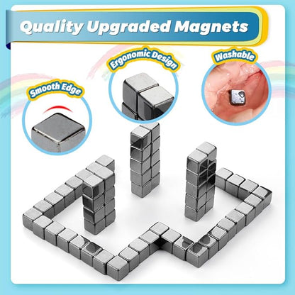 Fidget Balls Magnet Toy for Adults, Square Black Magnetic Stones, Magnet Hand Roller, Magnetic Rocks for Office, Cool Magnetic Gadget Sciencce Kit, Age 15+ (28PCS)