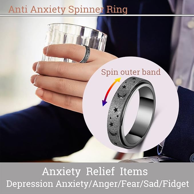 Anxiety Relief Spinner Ring - Stainless Steel Fidget Ring for Women & Men