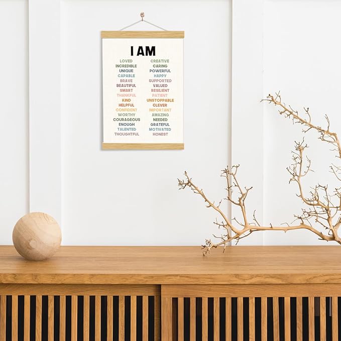 YGSDZY Daily Affirmations Poster, Wood Poster Hanger, Positive Affirmations, Mental Health Posters, Motivational Wall Art, Educational Wall Art, Mental Health Posters, Therapy Wall Art