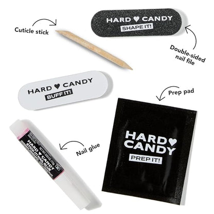 Short Pink Press On Nails | Hard Candy False Nails with Real Solid Pink Nail Polish | Includes - Reusable Short Round Nails, Strong Nail Glue and Travel Case