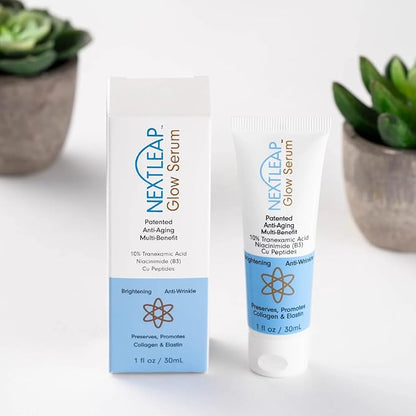 Tranexamic Acid Serum (10% Ultra-Pure), Niacinamide (4%), Copper Peptides - Patented Anti Aging Skincare Glow Cream with TXA for the Face, Neck and Even Hands - Lightweight, Fast Absorbing - 1 Fl Oz