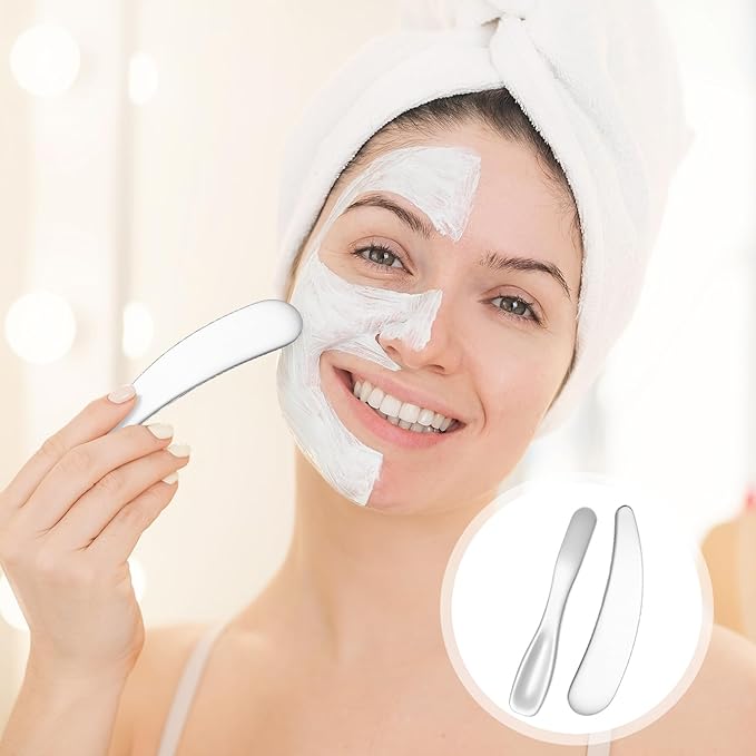 8pcs Makeup Spatula Mini Metal Cosmetic Spatulas Reusable Cream Skincare Facial Spatulas for Mixing and Sampling Skin Care Cream Face Mask Multi-Functional Facial Applicator Tool