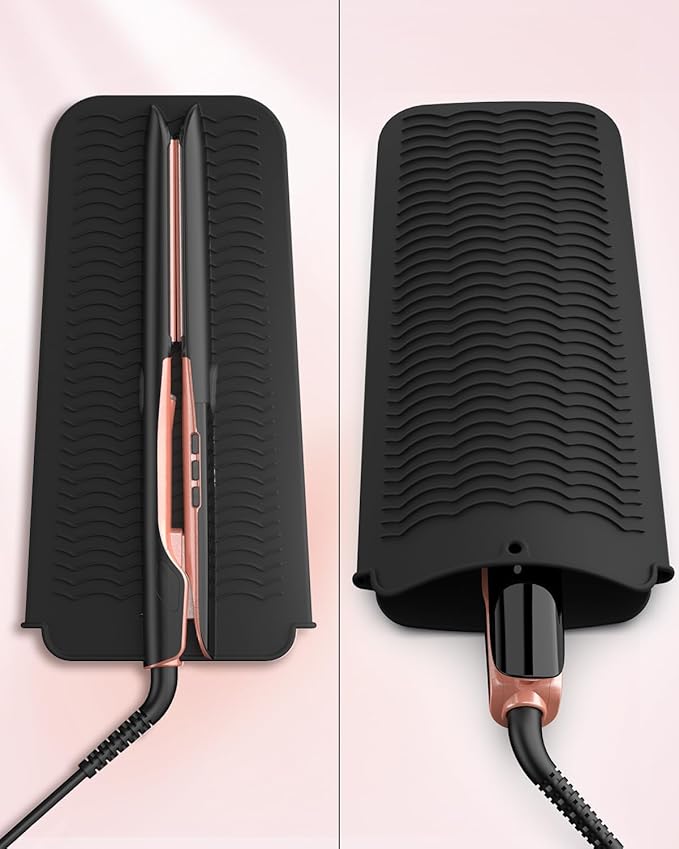 Hair Straightener with Heat-Resistant Silicone Mat Pouch, 1 Inch Professional Titanium Plate with Ceramic Coating Ionic Dual Voltage Flat Iron for All Hair Types
