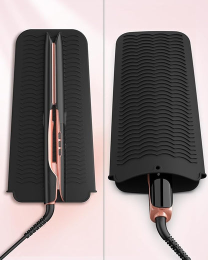 Hair Straightener with Heat-Resistant Silicone Mat Pouch, 1 Inch Professional Titanium Plate with Ceramic Coating Ionic Dual Voltage Flat Iron for All Hair Types