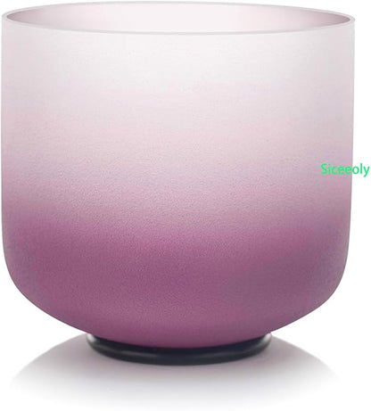 Singing Bowl 7 inch B Note 432Hz Purple Color Crown Chakra Quartz Frosted Crystal Meditation Bowl with Carrying Case Suede Mallet and O-ring