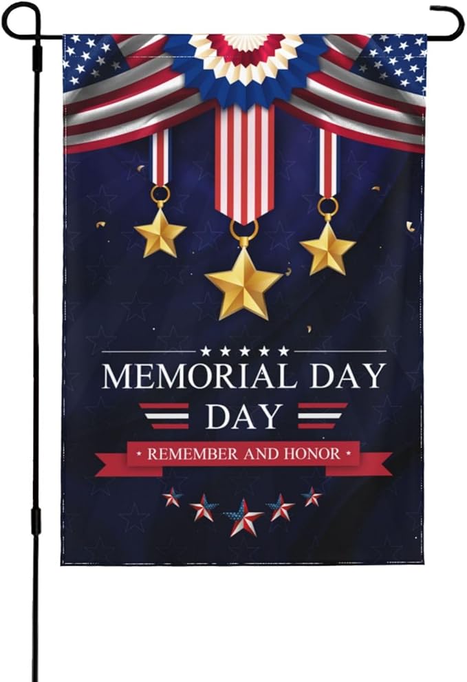 Memorial day 4th of july Flag decorations Decor Flags for Outside 12.5x18 Inch REMEMBER AND HONOR Patriotics Garden Flag Farmhouse Yard Indoor/Outdoor Decoration Banner Decor Gifts