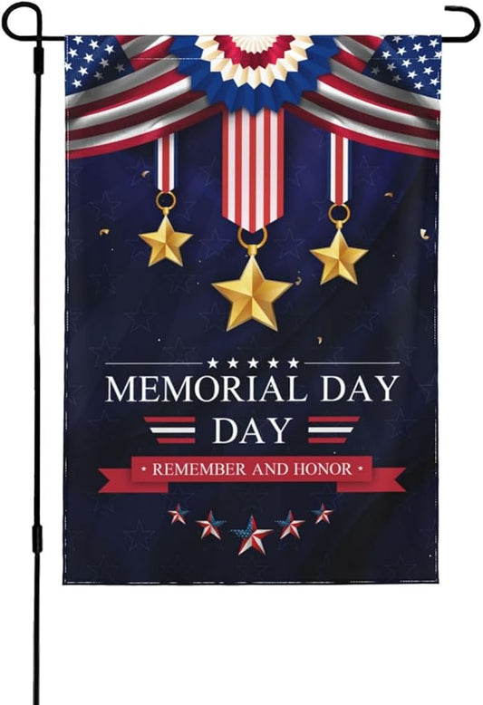 Memorial day 4th of july Flag decorations Decor Flags for Outside 12.5x18 Inch REMEMBER AND HONOR Patriotics Garden Flag Farmhouse Yard Indoor/Outdoor Decoration Banner Decor Gifts
