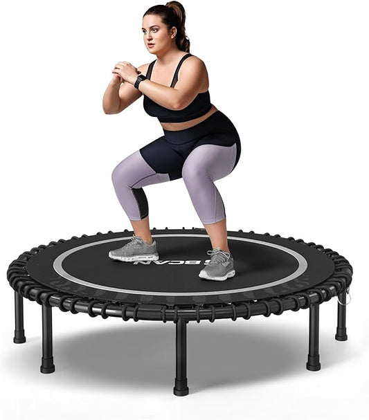 BCAN 450LBS/550LBS Foldable Mini Trampoline, 40"/48" Fitness Trampoline with Durable Bungees, Stable & Quiet Exercise Rebounder for Adults,Great Mini Trampoline for Indoor/Garden Workout - 2