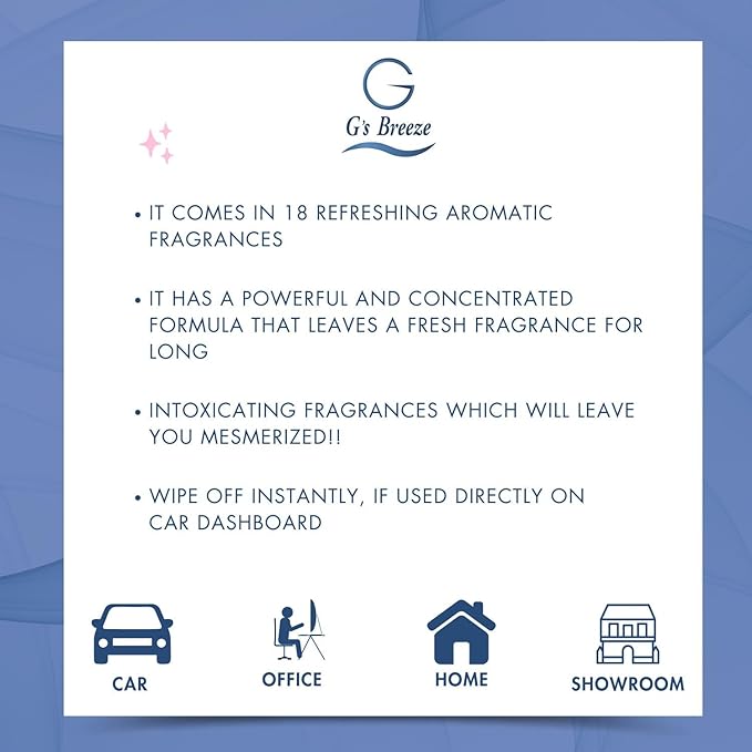 G's Breeze Smart Aroma Diffuser with 60ml New Car Scent Refill - Bluetooth & Wi-Fi App Control - LED Lighting & Adjustable Intensity - Long-Lasting Leather Automotive Fragrance for Home or Office
