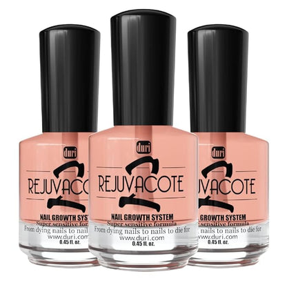 Duri Rejuvacote 2 Nail Growth System Sensitive Formula - Nail Hardener and Strengthener for Brittle, Breaking, Splitting Nail Repair - 0.45 Fl Oz (Pack of 3)