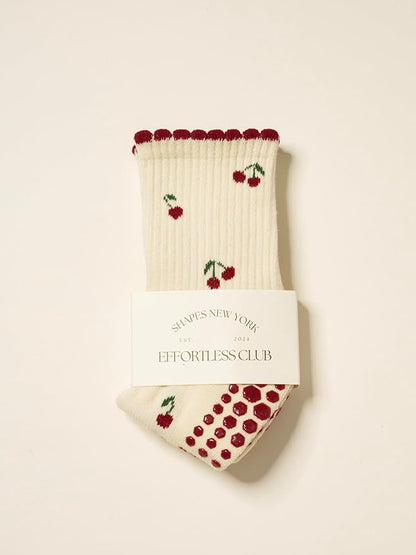 Crew Half Calf Grip Socks, Cutest Fruits Pilates Socks, Ruffle socks, Non-Slip, Barre Yoga Fitness
