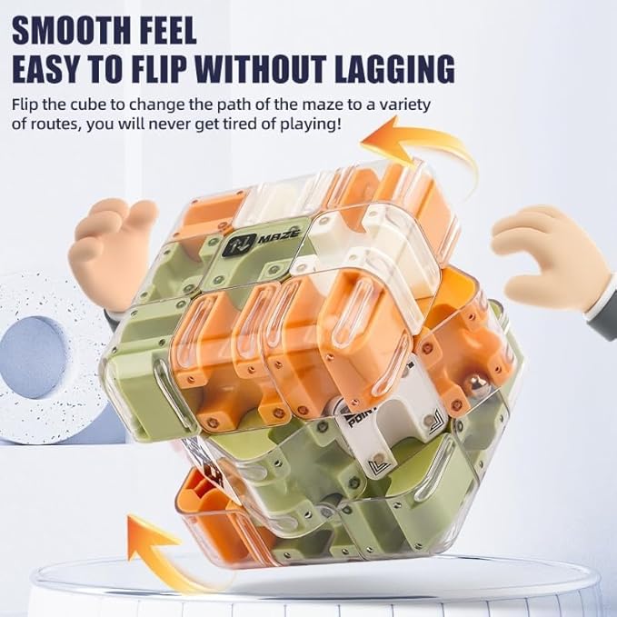 3D Maze Ball Puzzle Fidget Cube - Engaging Brain Teaser Toy for Stress Relief & Focus, Challenging Puzzle Maze Ball Game for Adults, Teens & Kids (Model A-1PCS)