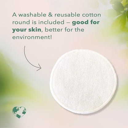 Nourish Organic Moisturizing Face Cleanser for All Skin Types, Watercress + Cucumber Face Wash, Fragrance-Free (6 Oz) + Washable Cotton Round