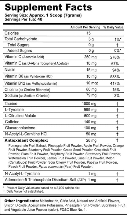 G Fuel Megaman Energy Drink Powder, Pre Workout Caffeine Mix for Gaming, Sugar Free Focus Amino, Vitamin + Antioxidants, 9.9oz (Blue Slushee, 40 Servings)