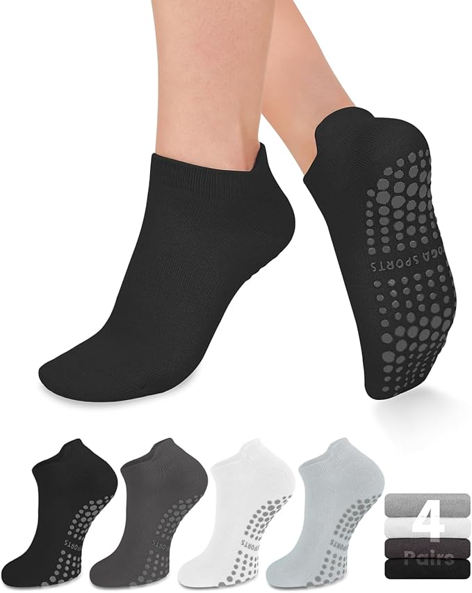 yeuG Grip Pilates Socks for Women Yoga Socks with Grips Open Top Non Slip Grippy Socks for Barre, Ballet, Barefoot Workout