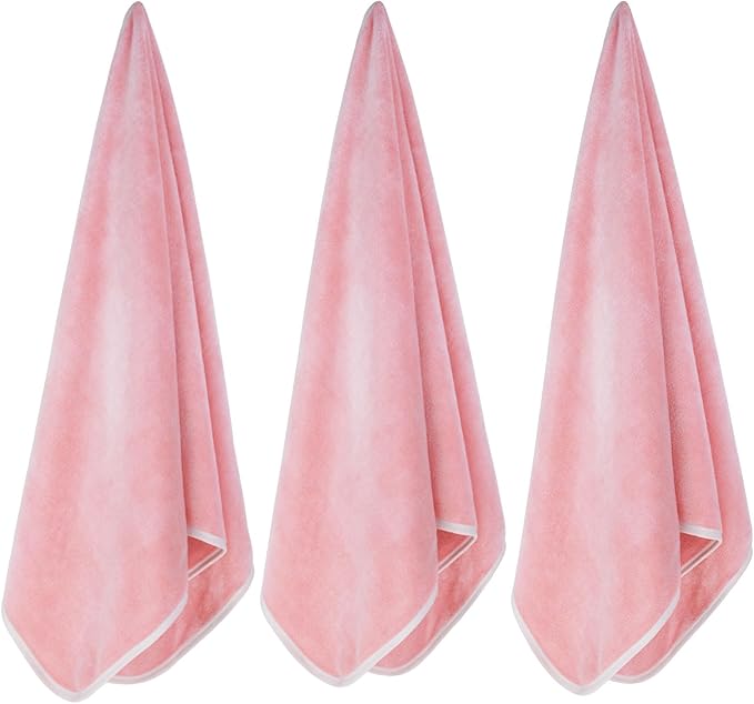 Microfiber Gym Towels Bigger Size Super Soft for Exercise Fitness, Sports, Workout, 380-GSM 15-Inch x 31-Inch Quick-Drying Towels (3 Pack, Pure Pink)