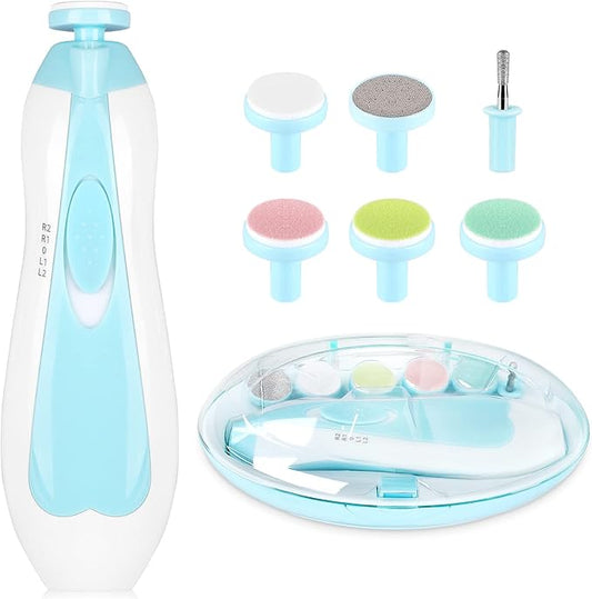Baby Nail Trimmer Electric,Baby Nail Clippers, 6 in 1 Baby Nail File,Nail File Baby Grooming Kit Manicure Set for Toddler or Adults (Blue)