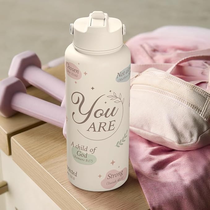 Christian Water Bottle 32oz Stainless Steel Insulated with Lid, Inspiration Gifts for Women, Religious Gifts for Mom Friends Ladies Sisters on Birthday Mother's Day Christmas