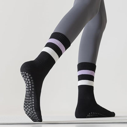 3 Pairs Pilates Socks with Grips for Women Non Slip Grip Socks for Yoga Barre Hospital Workout