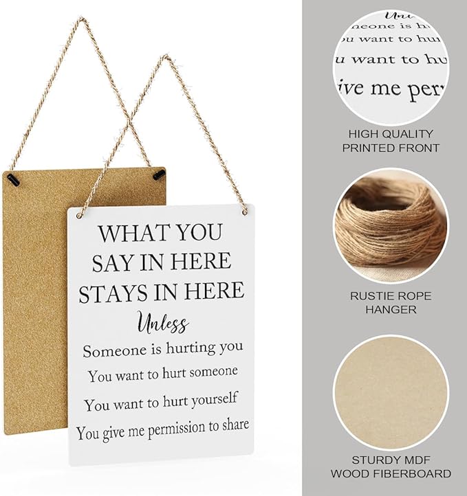 Rustic Mental Health Mindfulness Posters Counselor Psychologist Gift Wood Decor Sign Positive Affirmations Wall Decor for Consultation Room Therapy Office Bedroom Dining Room Living Room