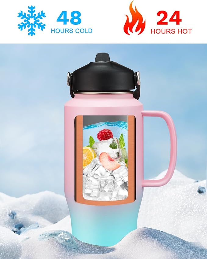32oz 40oz Tumbler with Handle and Straw - Keep Cold-48h Hot-24h, Insulated Water Bottle with Auto Chug Lid, Carrying Pouch, Paracord Handle & Protective Boot, Cupholder Friendly Travel Mugs Flask