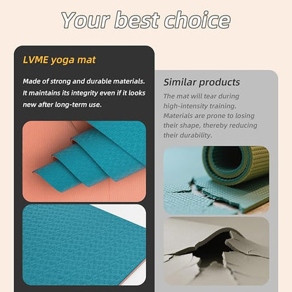 Yoga Mat Non Slip, Anti-Tear 1/4 Thick TPE Yoga Mats for Women and Men, a stylish and practical dual-tone yoga mat.72"x24" Exercise & Fitness Mat with Carrying Strap, Workout Mats for Yoga, Pilates and Floor Exercise