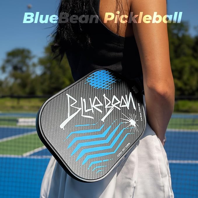 Pickleball Paddles,USAPA,Carbon Fiber Pickleball Paddle with 16MM Polymer Honeycomb Core Provides Lighter Weight&Higher Grit&Spin,Engineered for Professional Players,BlueBean