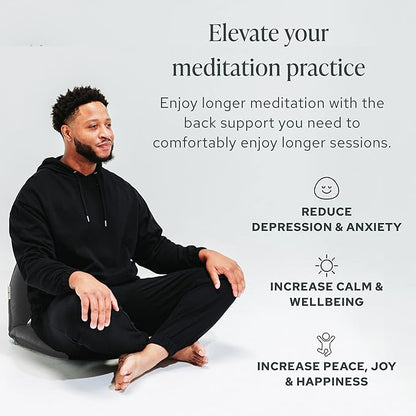 Mindful Modern Meditation Chair | Adjustable Floor Chair with Back Support | Padded Floor Seat for Posture Support and Comfort | Portable Folds Flat for Storage | Indoor/Outdoor Use | Slate Grey