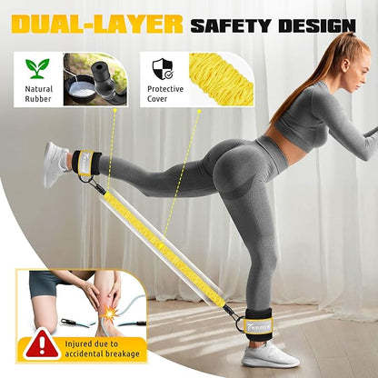Ankle Resistance Bands with Cuffs, Leg and Glutes Workout Equipment, Resistance Bands with Ankle Straps for Cable Machine Kickbacks, Booty Workouts, Lower Body Exercises - Home Gym Exercise Equipment