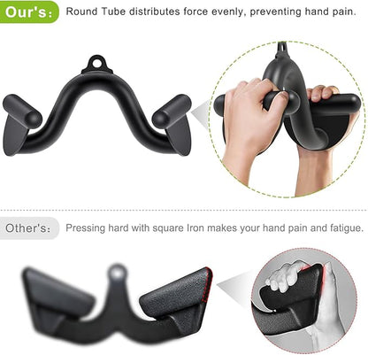 SELEWARE Triceps LAT Pulldown Attachments Home Gym Workout Accessories with Non-Slip Soft Rubber Grip Cable Machine Attachments Triceps Rope Double D Row Handle Pull Down Bar Straight Bar Exercise