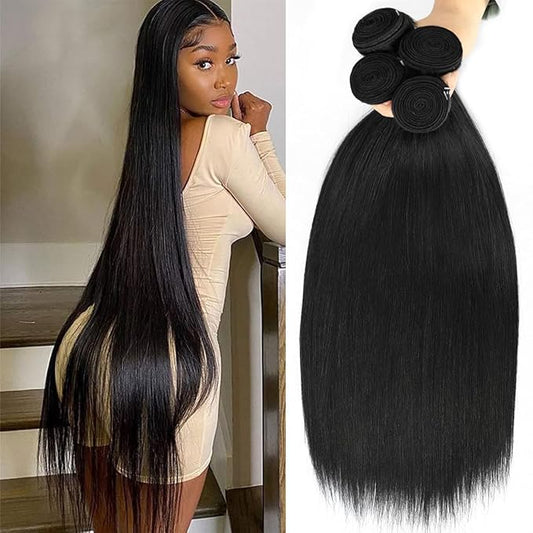 26 28 30 32 Inch Bundles Human Hair Straight 12A 100% Human Hair Bundles Brazilian Bundles Human Hair Straight 4 Bundles