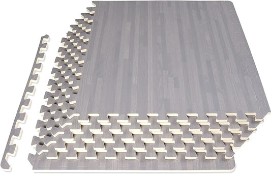 ProsourceFit Wood Grain Puzzle Mat 1/2-in, 6 EVA Foam Interlocking Floor Tiles (24SQ FT) for Secure Indoor Room Workout Flooring and Playmat, Dark Oak