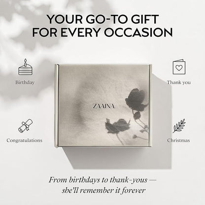 ZAAINA Spa Gift Basket for Women – Luxury Self Care Kit with Face Mist, Glow Serum, Soaps & Lip Balm – Natural Handmade Pampering Care Package for Women – Birthday & Relaxation Spa Basket (Deluxe Set)