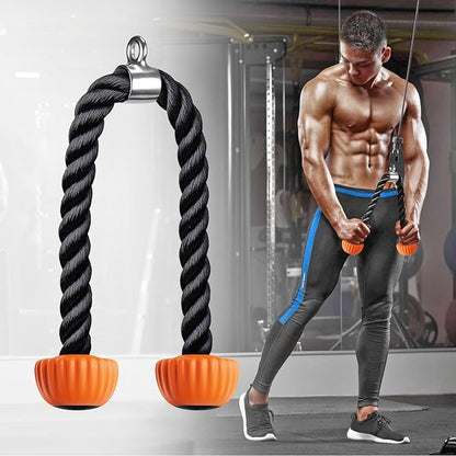 Kipika Tricep Rope, Cable Machine Attachments Pulley System Gym Pull Down Rope, Heavy Duty Nylon Rope with Soft Rubber Ends