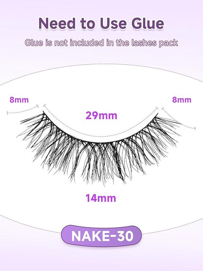 Natural Lashes False Eyelashes 14mm Strip Eyelashes Soft Wispy Lashes Thin Memory Band Volume Eye Lashes Pack C Curl Natural Eyelashes Fake Lashes 7 Pair EVENTILL