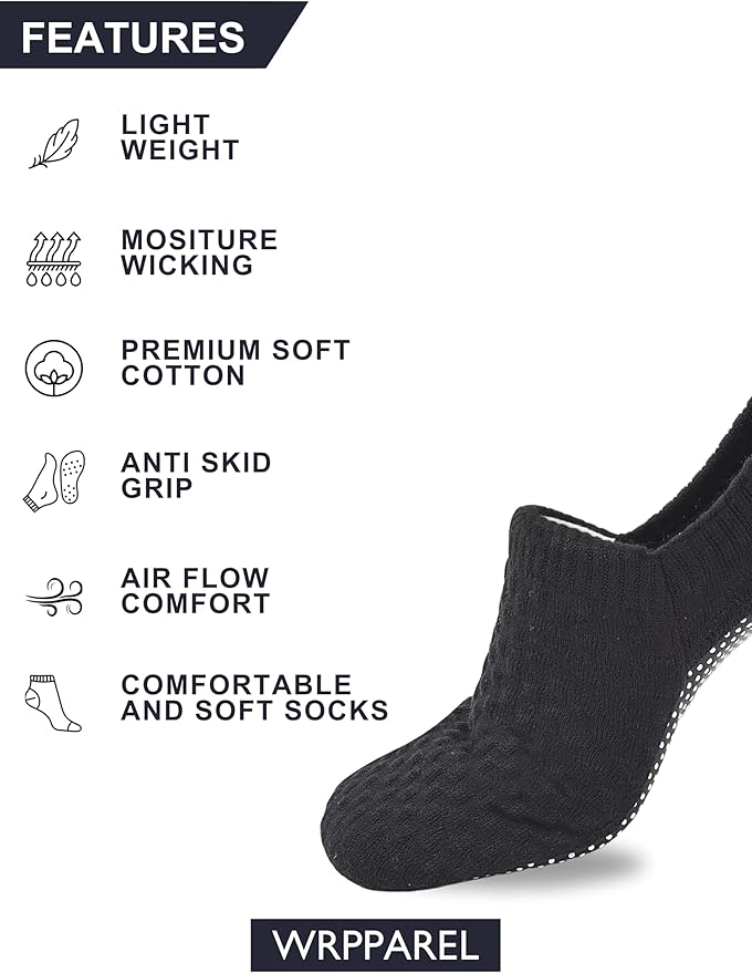 Anti Skid Non Slip Slipper Socks Men Grippy Socks Woman Yoga Pilates Barre Hospital Old Age | 2 Pairs, L/XL/XXL