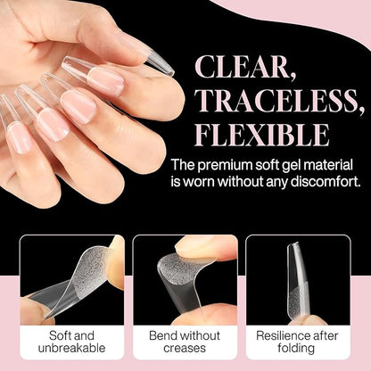 Long Coffin Nails Tips Half Matte 504pcs Long Coffin Nails Full Cover False Fake Press On Nails Easily DIY Art Salon Nail Extensions, 12 Sizes Luckyfairy