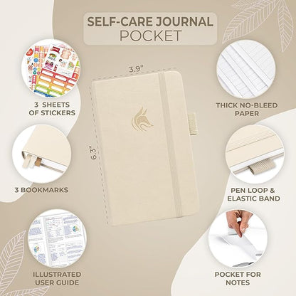 Clever Fox Self-Care Journal Pocket – Daily Reflection Notebook – Mental Health & Personal Development Planner, Meditation & Mood Log (Seashell)