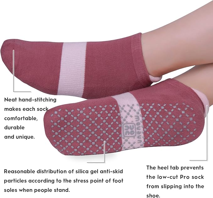 unenow Unisex Non Slip Grip Socks with Cushion for Yoga Pilates Barre Home & Hospital